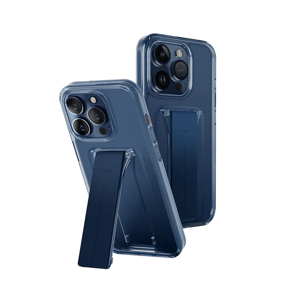 Funda híbrida con soporte y grip integrado color Azul Oscuro para iPhone 15 Pro Max