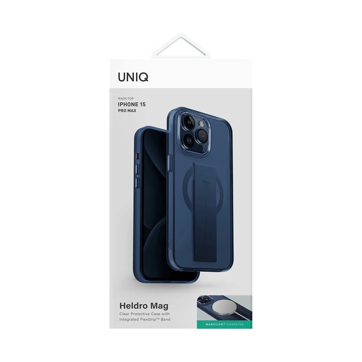 HELDRO (MagClick™) Funda para iPhone 15 Pro Max MagSafe transparente con grip