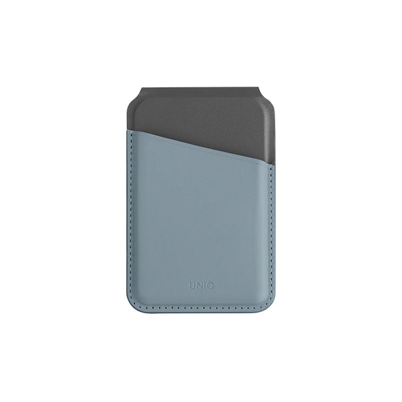 Tarjetero magnético bicolor con soporte multiposición color Azul Lavado | Negro para iPhone