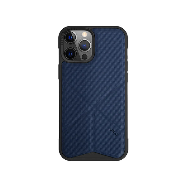 Funda híbrida con soporte multiposición integrado color Azul para iPhone 15 Pro Max