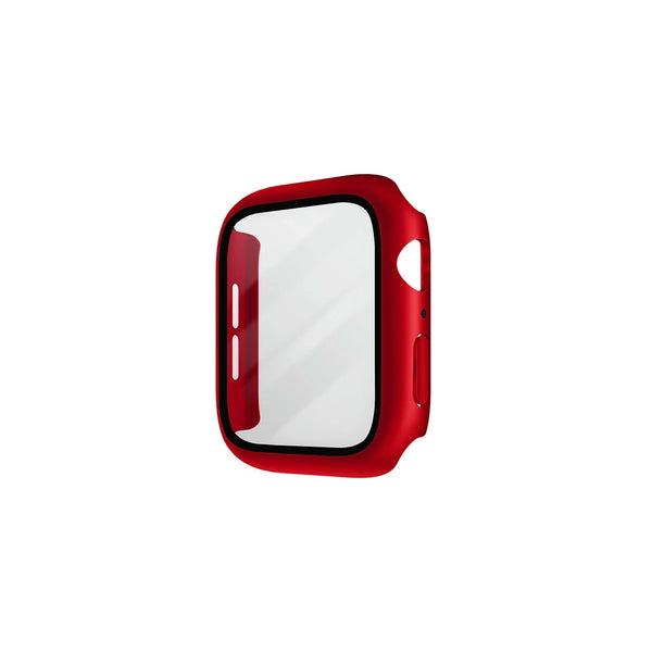 Funda sumergible con protector de pantalla de cristal templado color Rojo para Apple Watch 40 mm