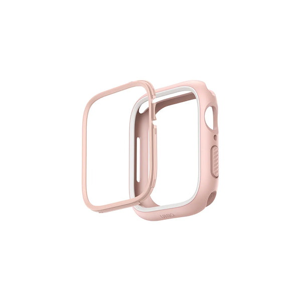 Funda con biseles intercambiables color Rosa | Blanco para Apple Watch 45 | 44 mm