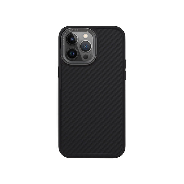 Funda híbrida fabricada con kevlar compatible con MagSafe color Negro para iPhone 15 Pro Max