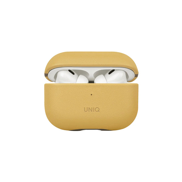 Funda bicolor fabricada en piel sintética con correa incluida color Amarillo Canario | Gris Piedra para AirPods Pro 2ª generación