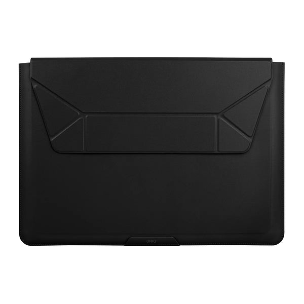 Funda corte de sobre fabricado en piel sintética color Negro | Detalles en Café para MacBook hasta 14"