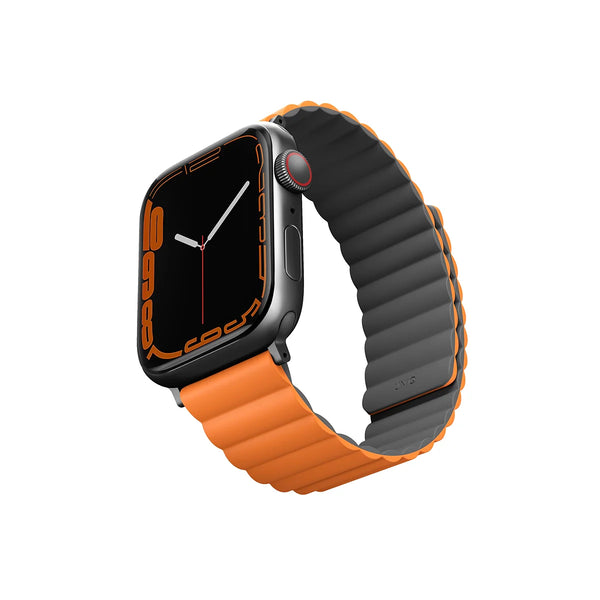 Correa magnética bicolor reversible color Gris | Naranja para Apple Watch | Ultra 49 | 45 | 44 | 42 mm