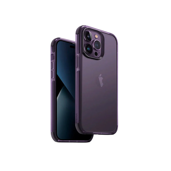 Funda híbrida con bumper anti impacto color Morado para iPhone 14 Pro