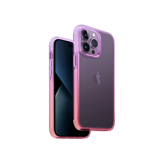 Funda híbrida con bumper anti impacto color Lavanda | Rosa para iPhone 14 Pro