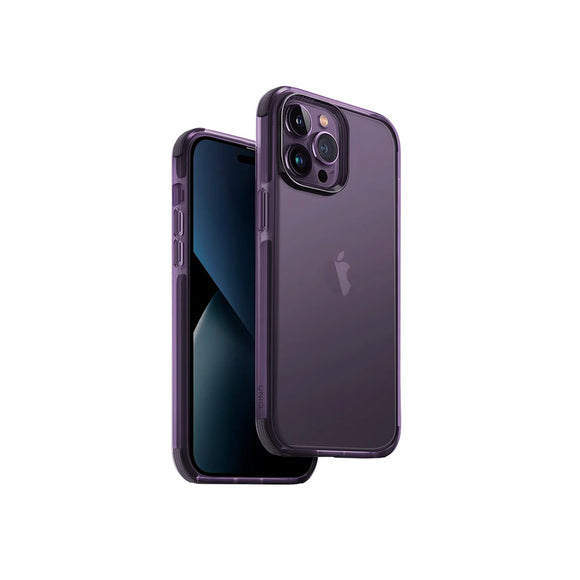 Funda híbrida con bumper anti impacto color Morado para iPhone 14 Pro Max