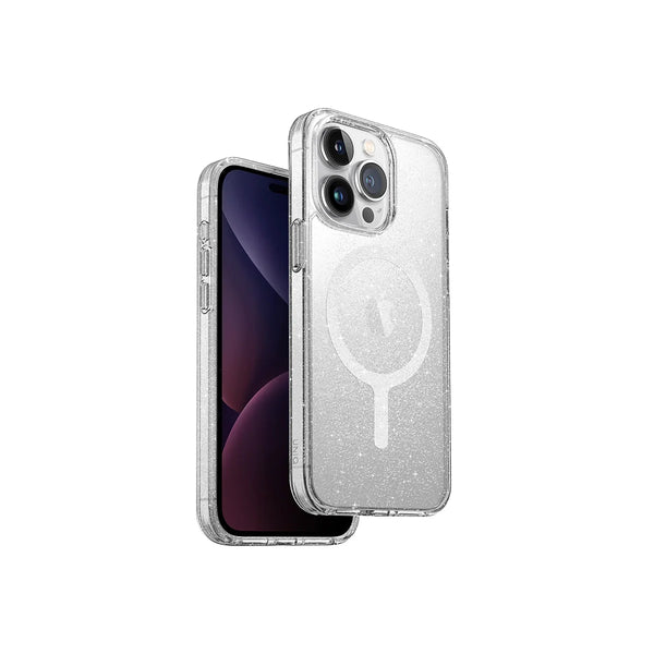 Funda híbrida con protección rígida 3H compatible con MagSafe color Transparente Brillante para iPhone 15 Pro