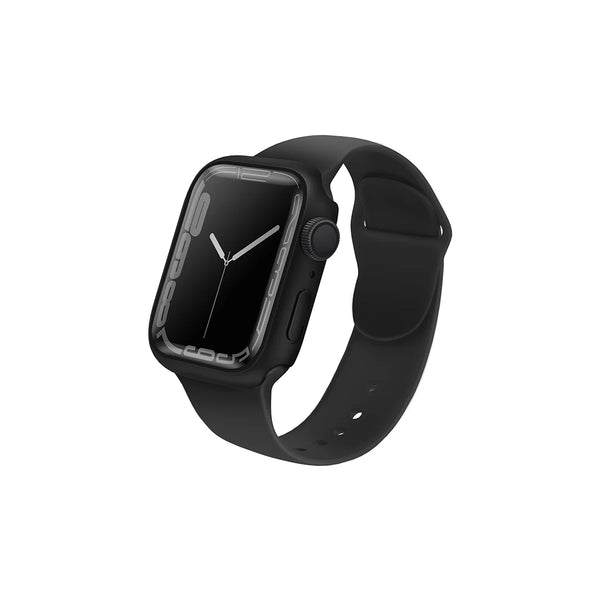 Funda con protector de pantalla de cristal templado color Negro para Apple Watch 45 mm