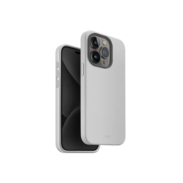 Funda híbrida de silicón premium compatible con MagSafe color Gris Claro para iPhone 15 Pro