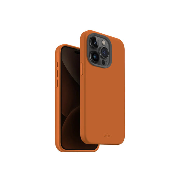 Funda híbrida de silicón premium compatible con MagSafe color Naranja para iPhone 15 Pro