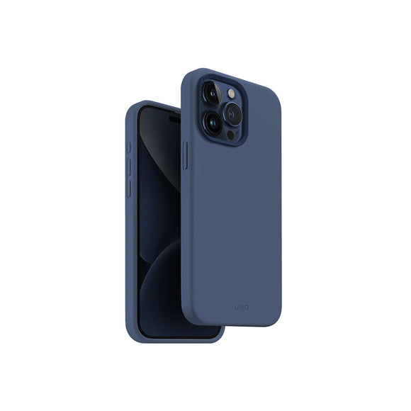 Funda híbrida de silicón premium compatible con MagSafe color Azul para iPhone 15 Pro Max