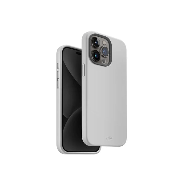 Funda híbrida de silicón premium compatible con MagSafe color Gris Claro para iPhone 15 Pro Max