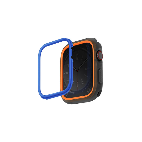 Funda con biseles intercambiables color Naranja | Azul para Apple Watch 45 | 44 | 42 mm