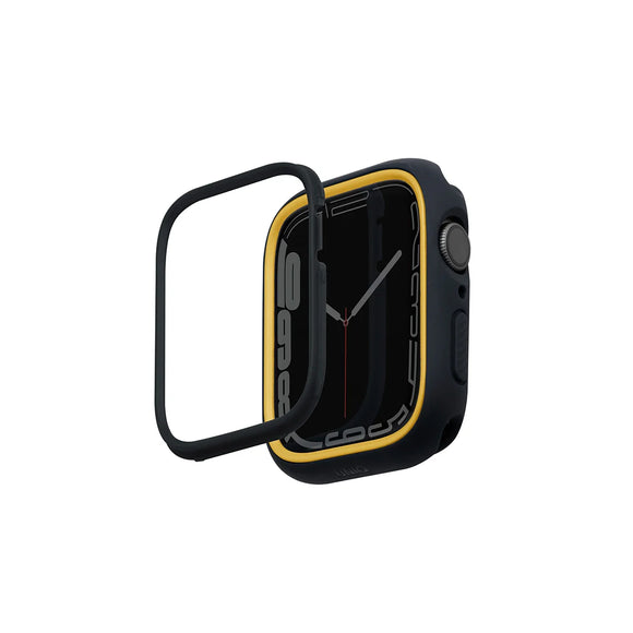 Funda con biseles intercambiables color Negro | Amarillo para Apple Watch 41 | 40 mm