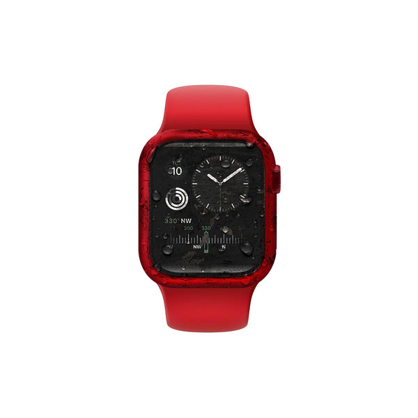 Funda sumergible con protector de pantalla de cristal templado color Rojo para Apple Watch 44 mm