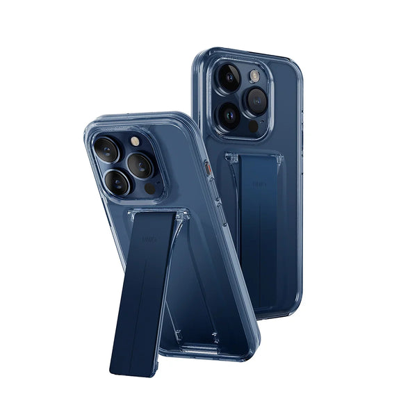 Funda híbrida con soporte y grip integrado color Azul Oscuro para iPhone 15 Pro