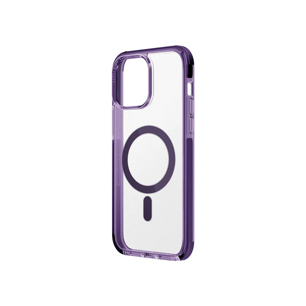 Funda híbrida con bumper anti impacto compatible con MagSafe color Morado para iPhone 14 Pro Max