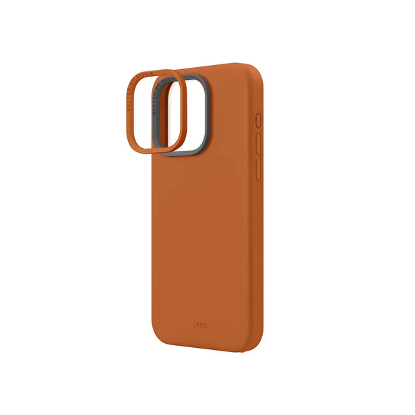 Funda híbrida de silicón premium compatible con MagSafe color Naranja para iPhone 15 Pro Max