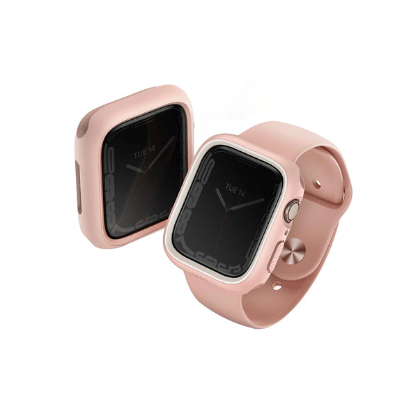 Funda con biseles intercambiables color Rosa | Blanco para Apple Watch 41 | 40 mm