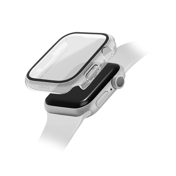 Funda sumergible con protector de pantalla de cristal templado color Transparente para Apple Watch 45 mm