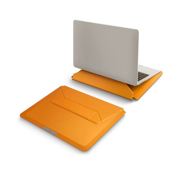 Funda corte de sobre fabricado en piel sintética color Amarillo Mostaza para MacBook hasta 14"