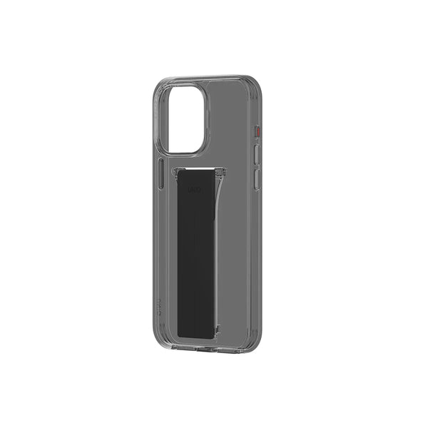 Funda híbrida con soporte y grip integrado color Humo para iPhone 15 Pro