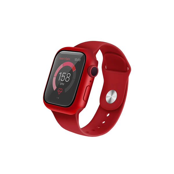 Funda sumergible con protector de pantalla de cristal templado color Rojo para Apple Watch 44 mm