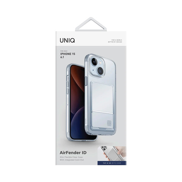 Funda transparente con compartimento para tarjeta para iPhone 15