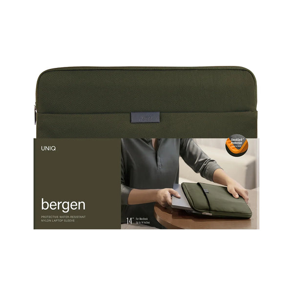 Funda protectora con bumper reforzado color Verde Olivo para MacBook hasta 14"