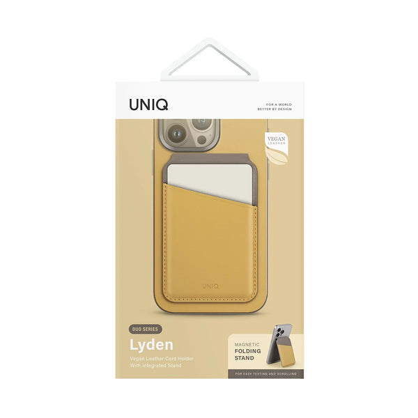 Tarjetero magnético bicolor con soporte multiposición  color Amarillo Canario | Gris Piedra para iPhone