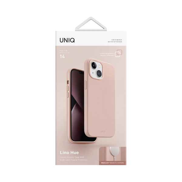 Funda híbrida de silicón premium compatible con MagSafe color Rosa para iPhone 14