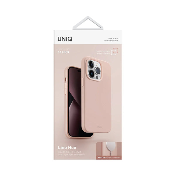 Funda híbrida de silicón premium compatible con MagSafe color Rosa para iPhone 14 Pro