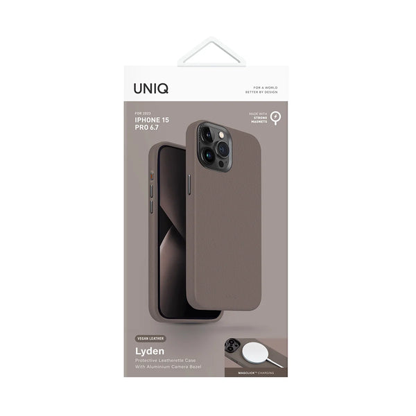 Funda híbrida con bumper anti impacto, bisel de aluminio, compatible con MagSafe color Gris para iPhone 15 Pro Max