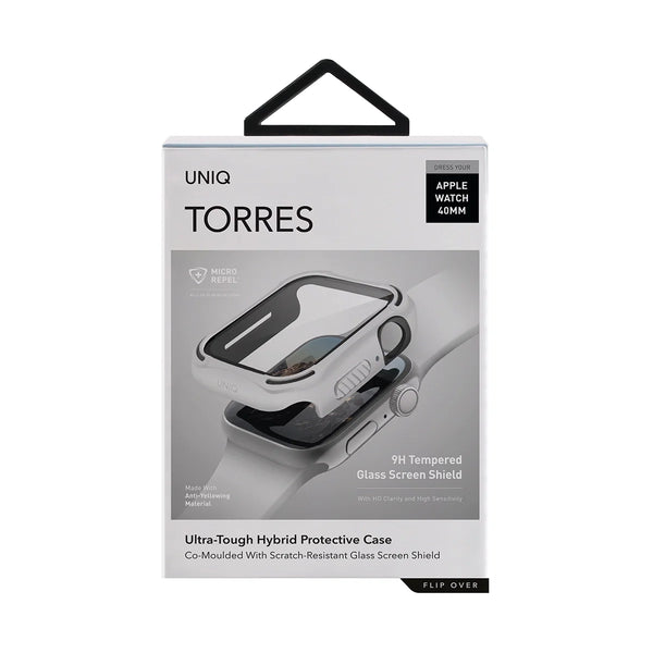 Funda híbrida con protector de pantalla de cristal templado color Blanco para Apple Watch 40 mm