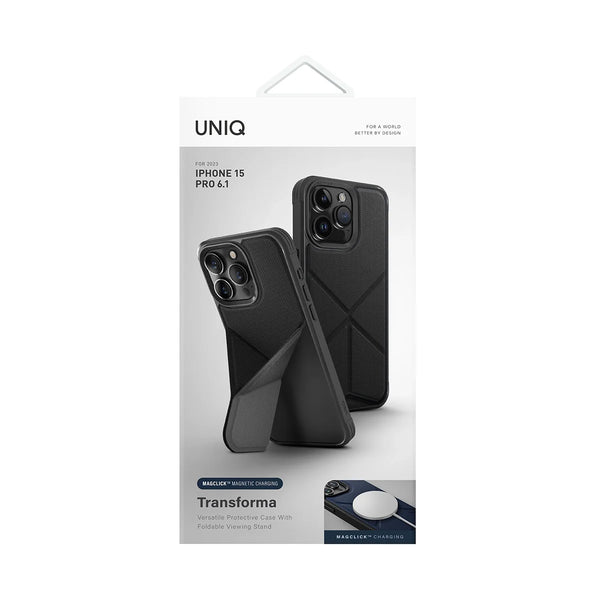 Funda híbrida con soporte multiposición integrado color Negro para iPhone 15 Pro